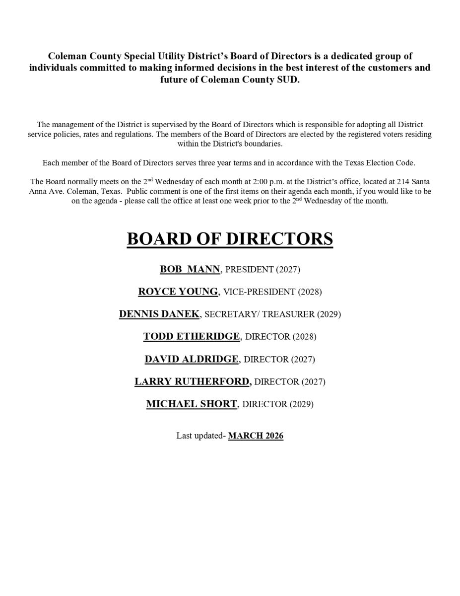 BOARD OF DIRECTORS